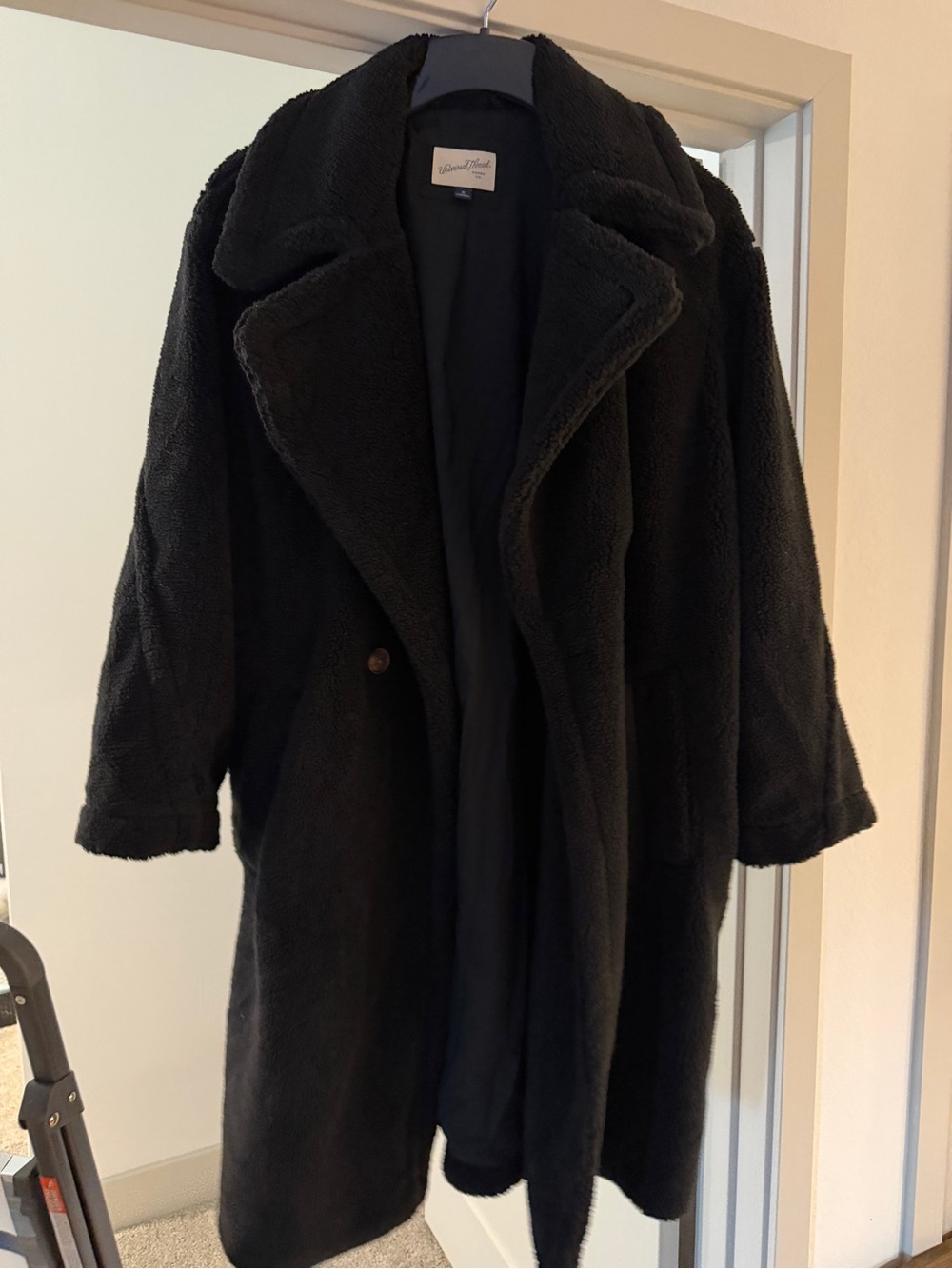 Universal Thread Black Teddy Faux-Shearling Long Coat